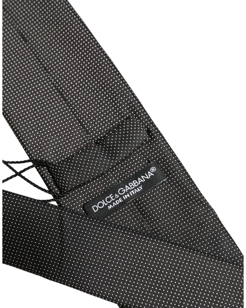 Dolce & Gabbana Black Silk Micro Polka Dot Adjustable Tied Necktie Tie for men