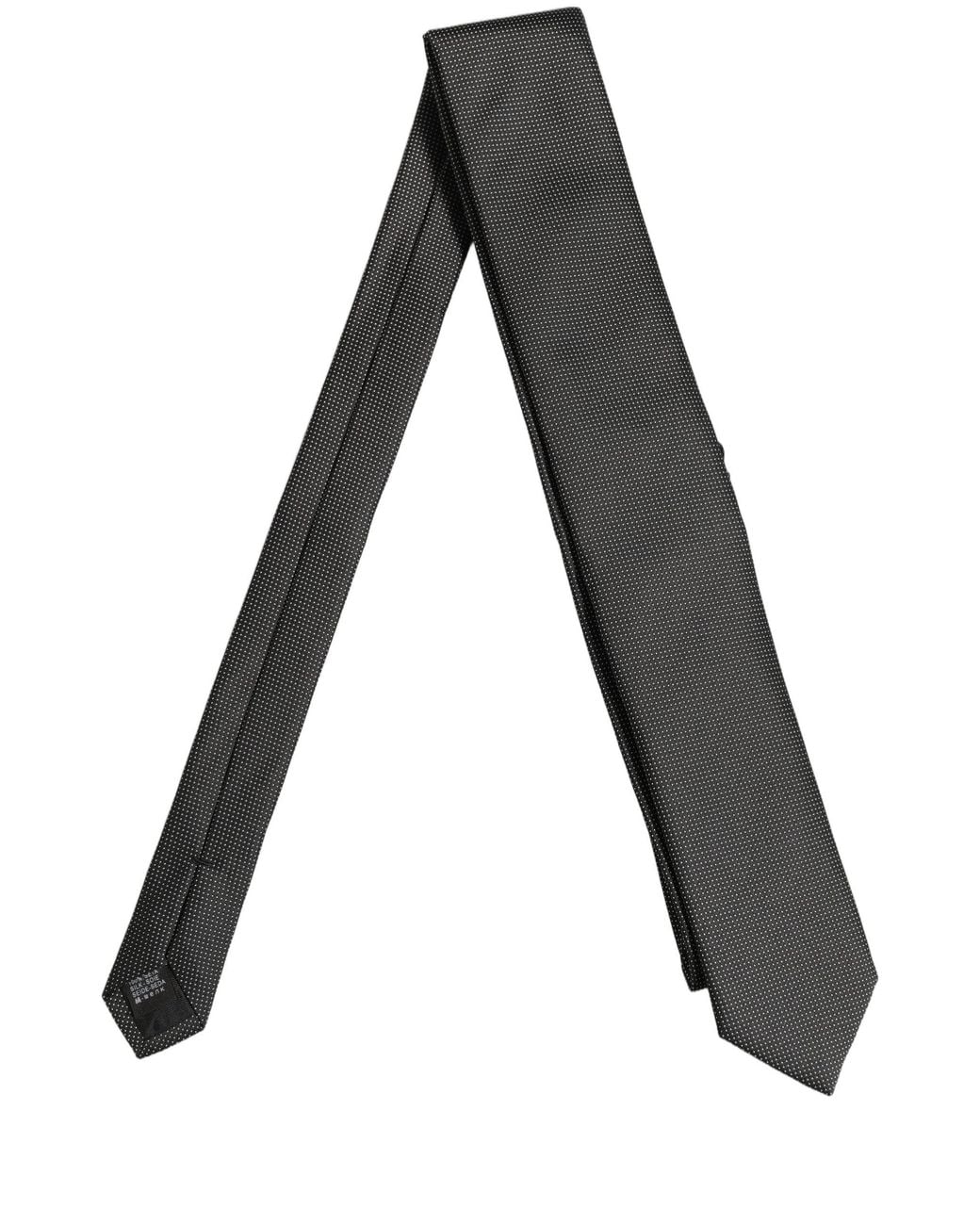 Dolce & Gabbana Black Silk Micro Polka Dot Adjustable Tied Necktie Tie for men