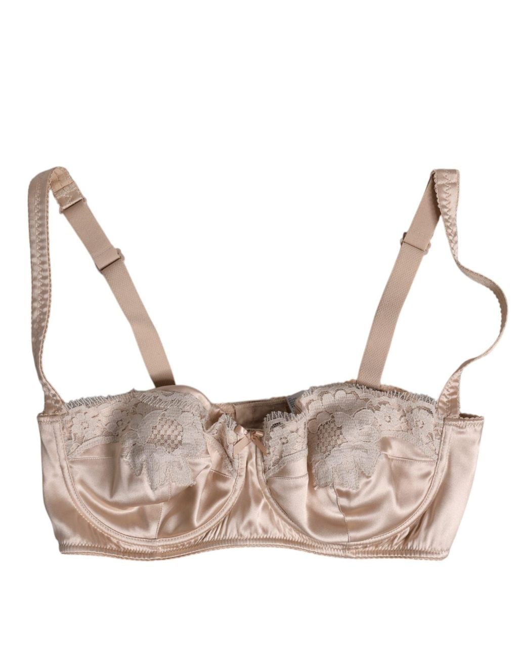 Dolce & Gabbana Natural Biege Silk Underwired Balconette Bra Underwear