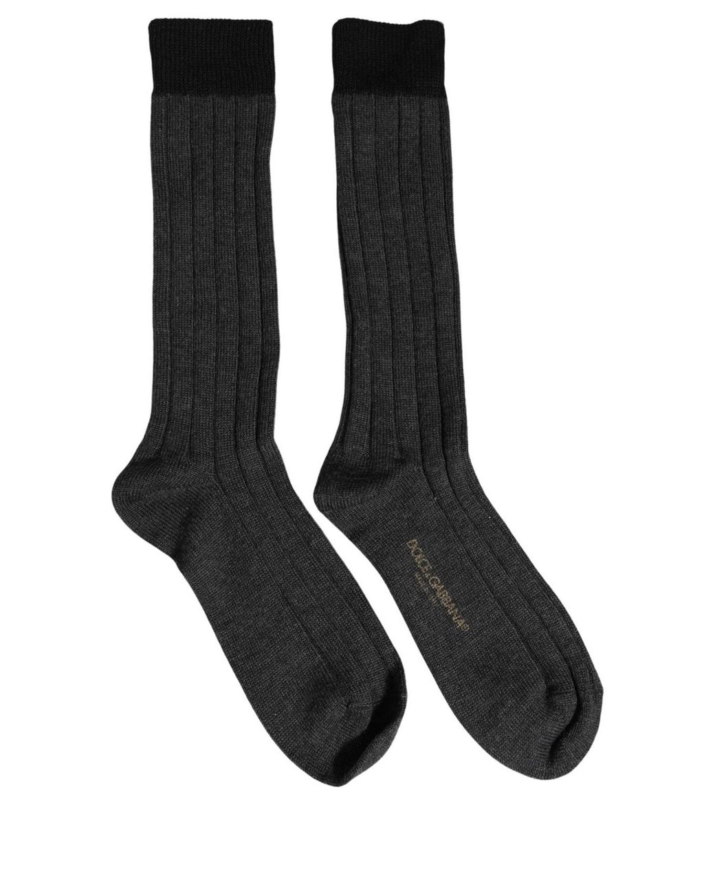 Dolce & Gabbana Black Wool Logo Calf Long Ribbed Accessory Socks Acrylic Alpaca Clothing