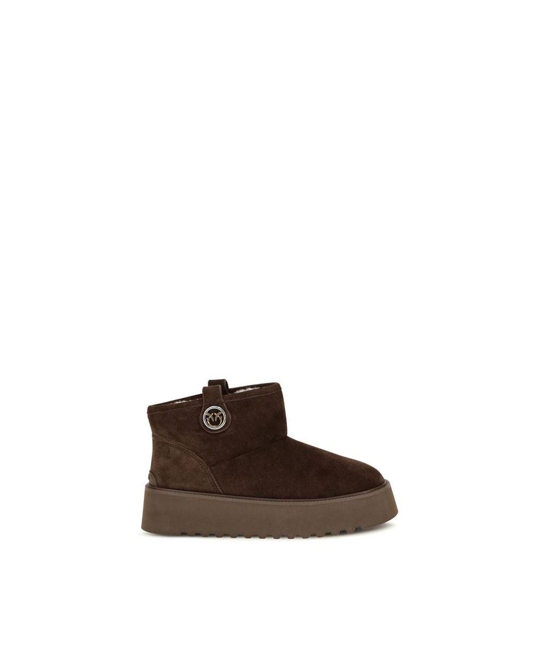 Pinko Brown Calf Leather Bos Taurus Flat Boots