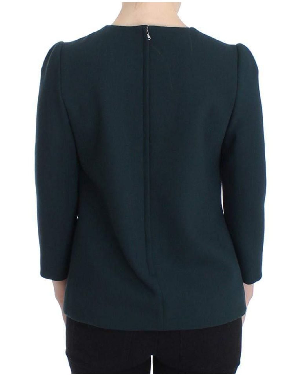 Dolce & Gabbana Dolce Gabbana Green 3/4 Sleeve Wool Blouse