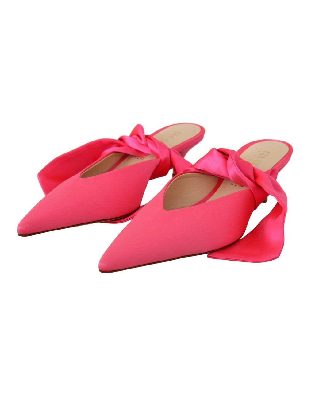 GIA COUTURE Black Pink Leather Lace Up Kitten Heels Pumps Shoes