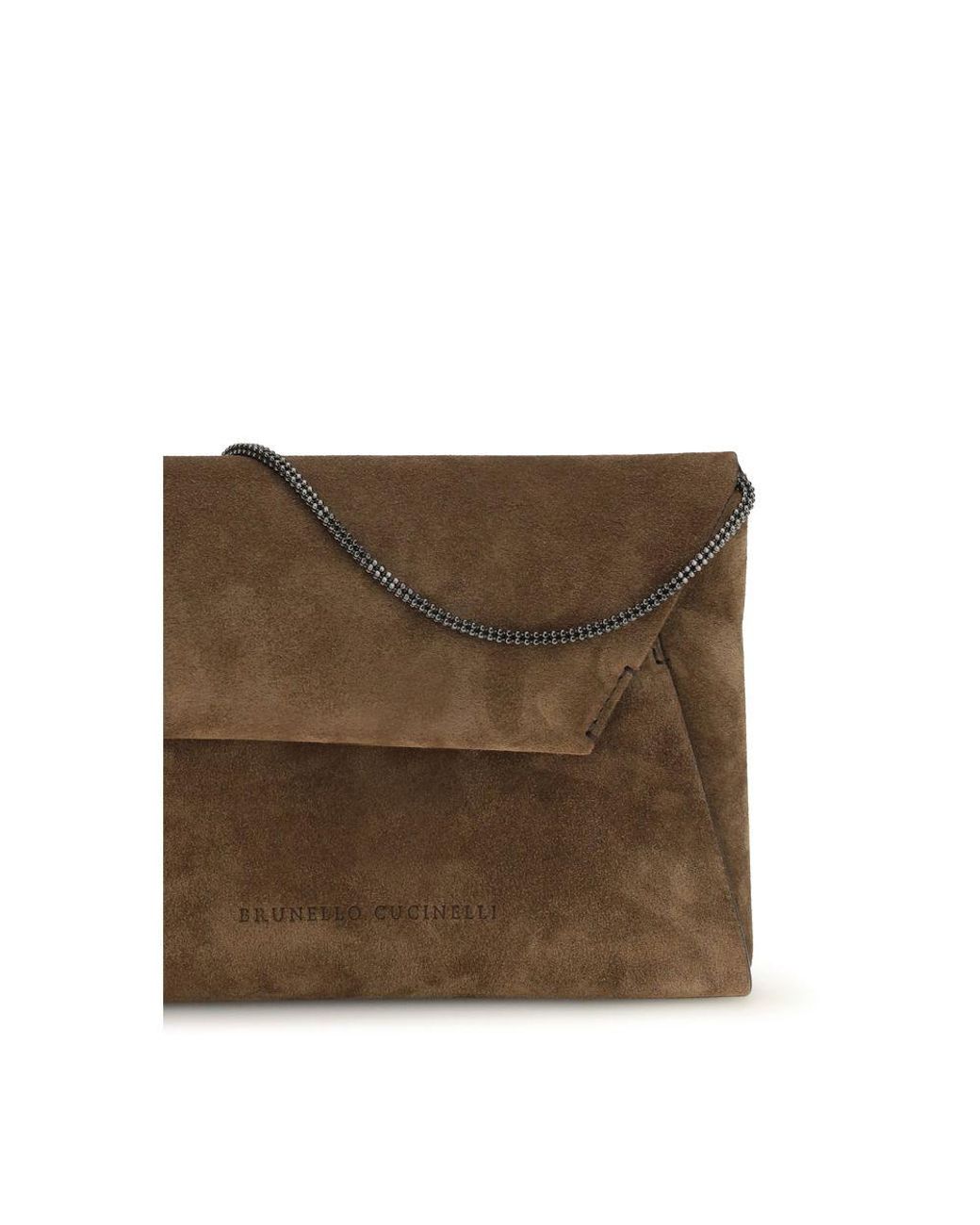 Brunello Cucinelli Brown Calf Leather Bos Taurus Shoulder Bag