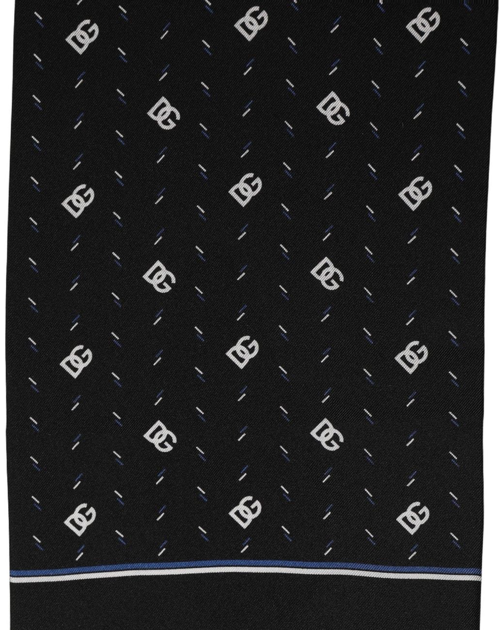 Dolce & Gabbana Black Silk Dg Logo Men Fringed Shawl Scarf for men