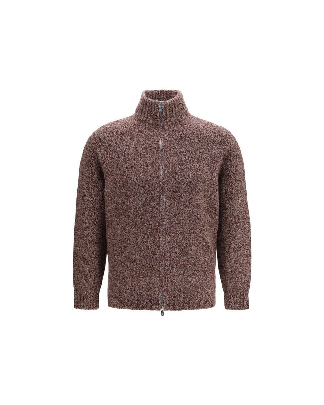 Brunello Cucinelli Brown Bordeaux Wool Oves Aries Cardigan for men