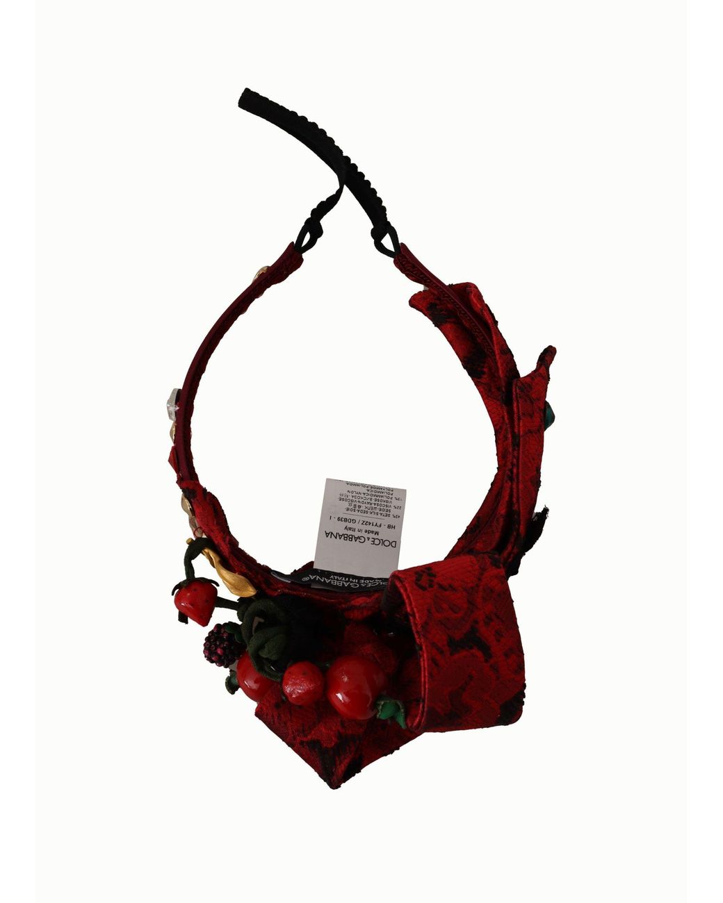 Dolce & Gabbana Black Cherry Silk Crystal Bow Logo Diadem Tiara Headband