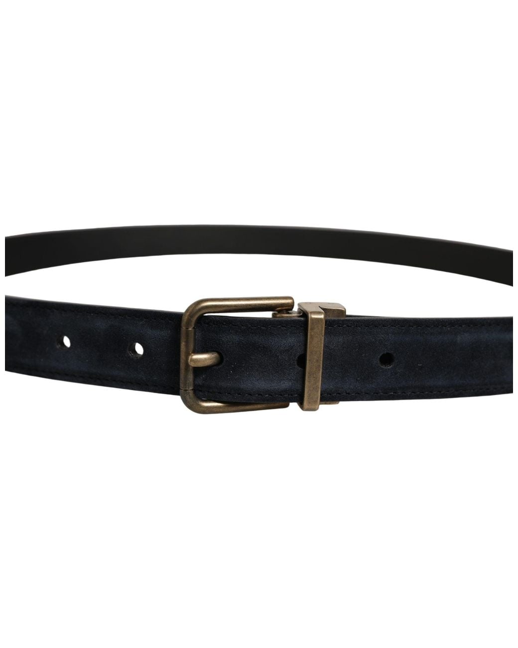 Dolce & Gabbana Black Leather Tone Metal Buckle Belt Calf for men