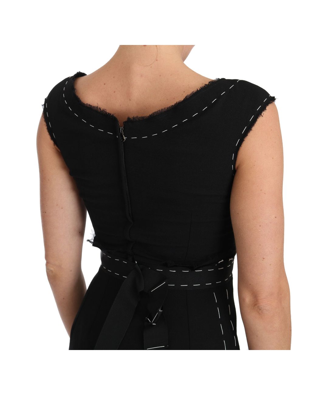 Dolce & Gabbana Black Wool Stretch A-Line Sheath Dress