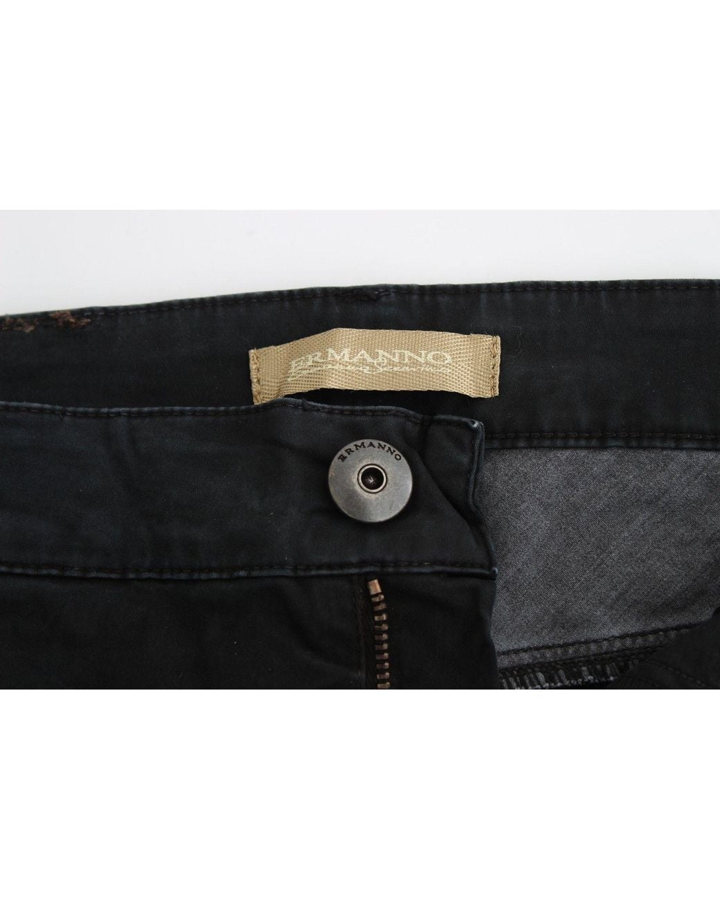 Ermanno Scervino Black Blue Slim Jeans Denim Pants Skinny Leg Straight