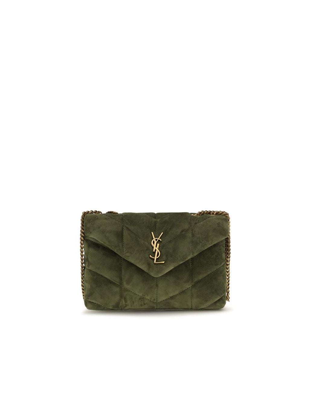 Saint Laurent Green Bicolor Calf Leather Bos Taurus Shoulder Bag