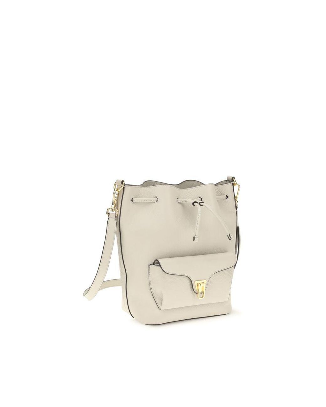Coccinelle Natural Beige Calf Leather Bos Taurus Backet Bag