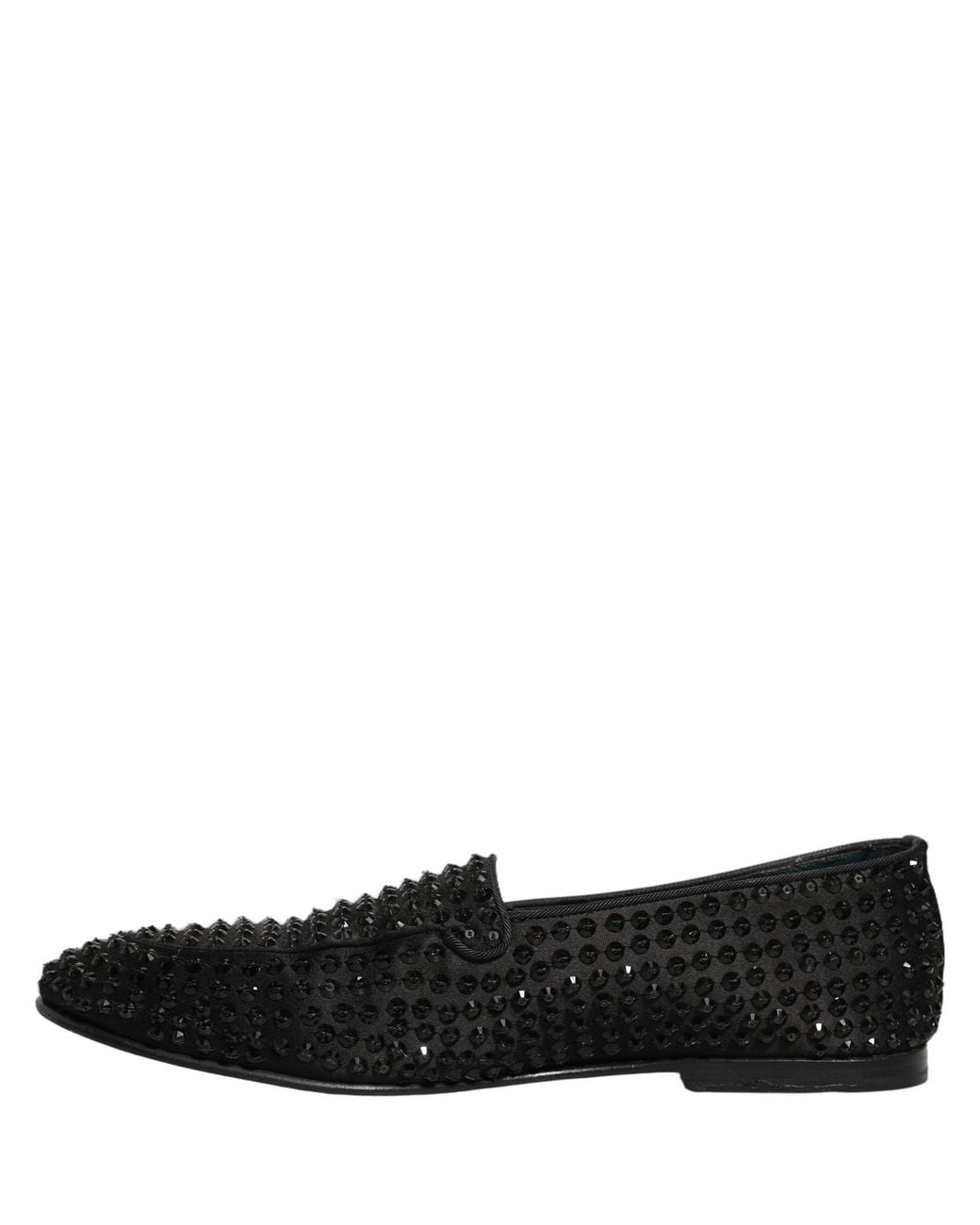 Dolce & Gabbana Black Rhinestone Embellished Loafers Shoes for men