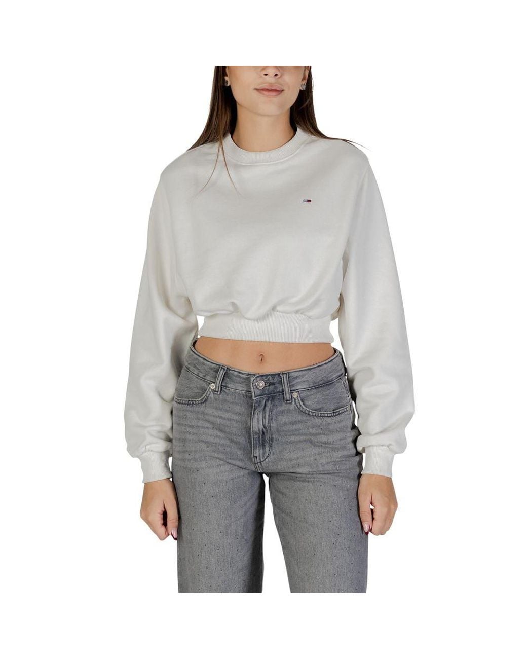 Tommy Hilfiger Gray Cream Recycled Cotton Sweatshirt