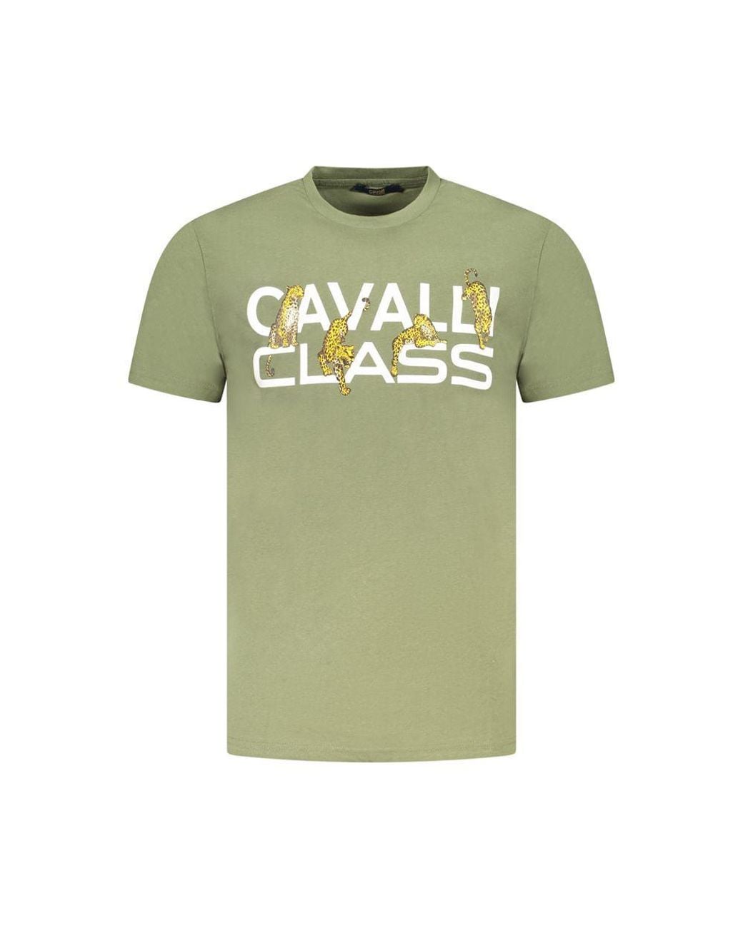 Roberto Cavalli Green Cotton T-Shirt for men
