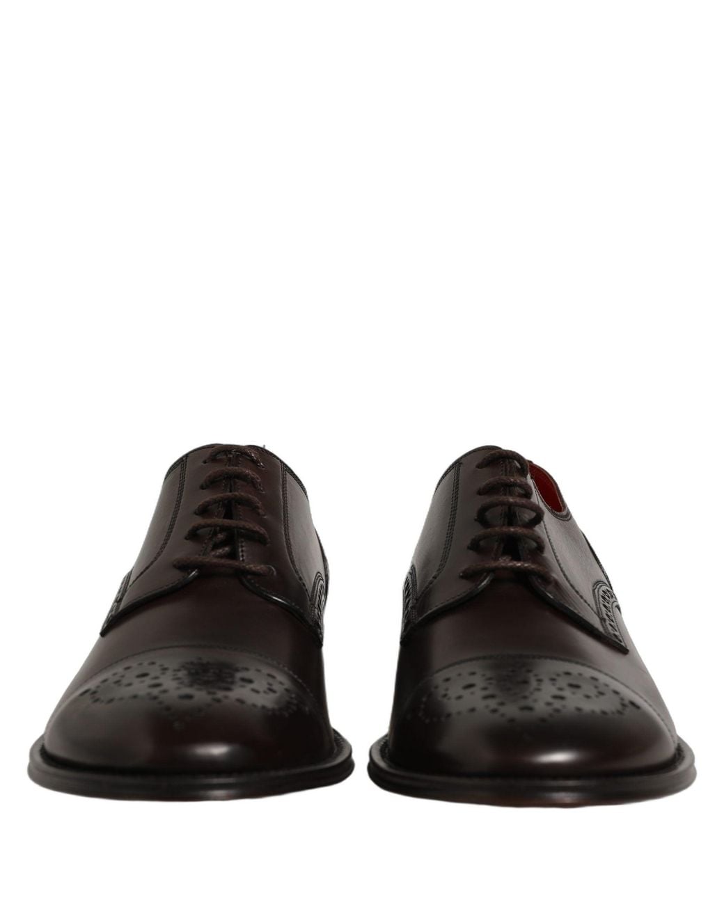 Dolce & Gabbana Black Maroon Calfskin Leather Derby Men Dress Shoes for men