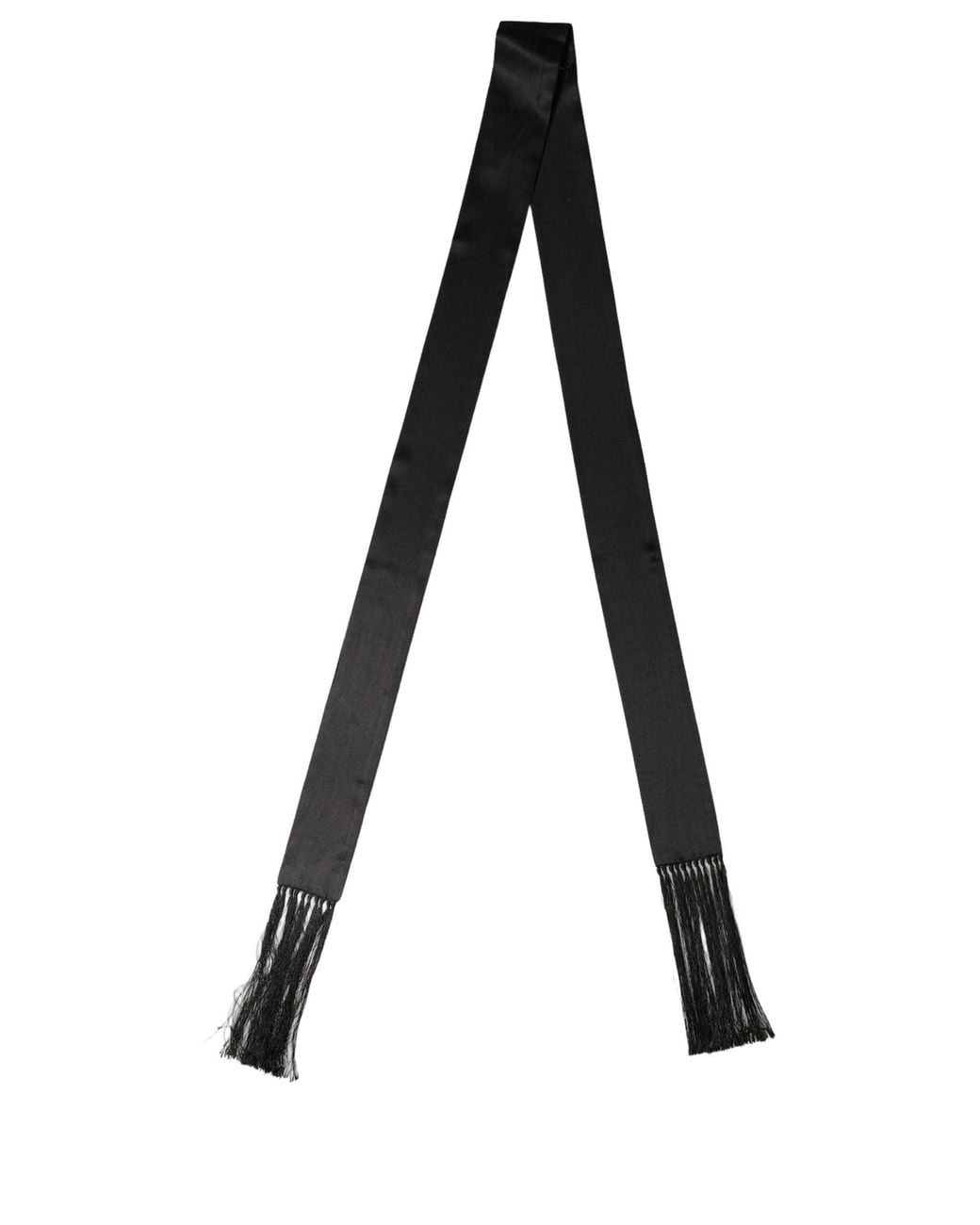 Dolce & Gabbana Men Black Satin Silk Fringed Neck Shawl Scarf for men