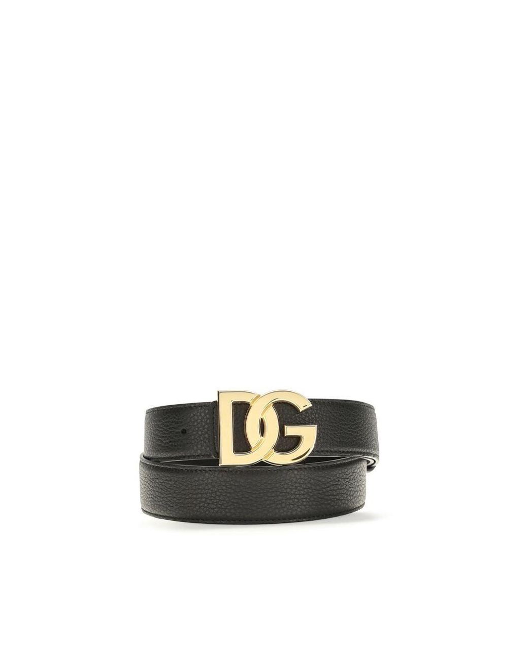 Dolce & Gabbana Black Calf Leather Bos Taurus Regular Belt for men