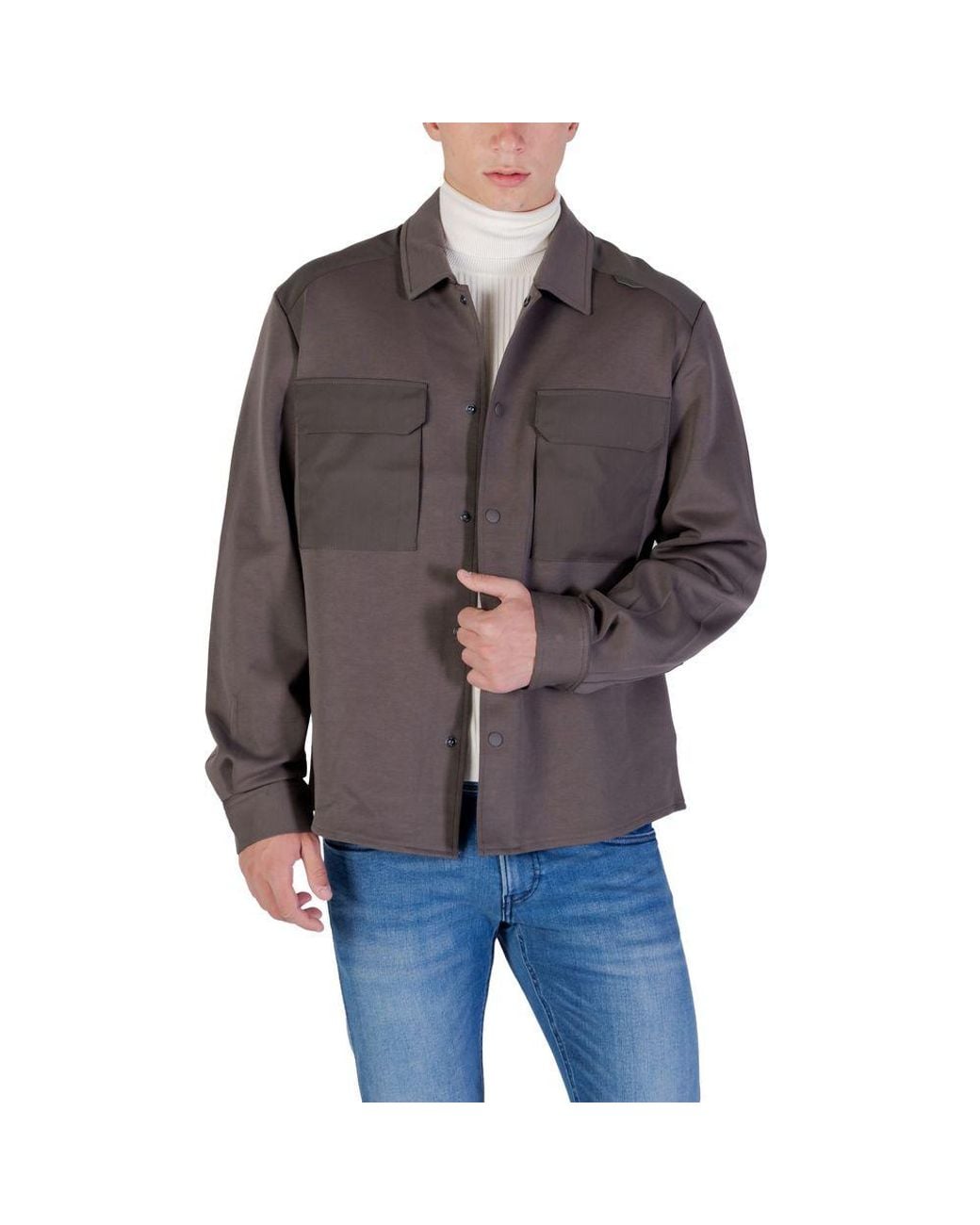 Antony Morato Brown Green Denim Shirt for men