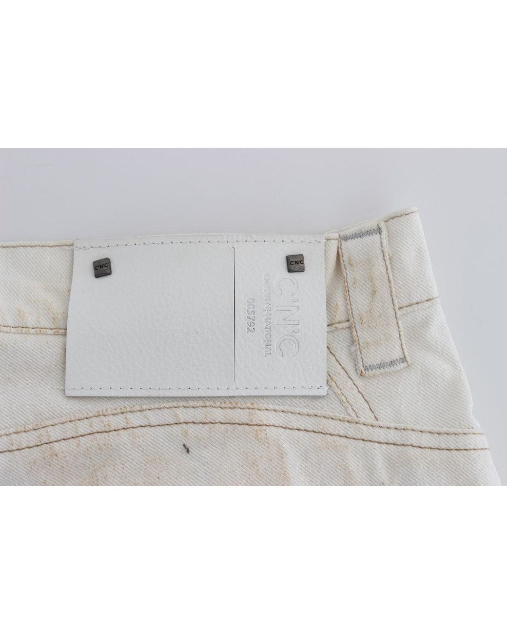 CoSTUME NATIONAL White Cotton Slim Fit Bootcut Jeans