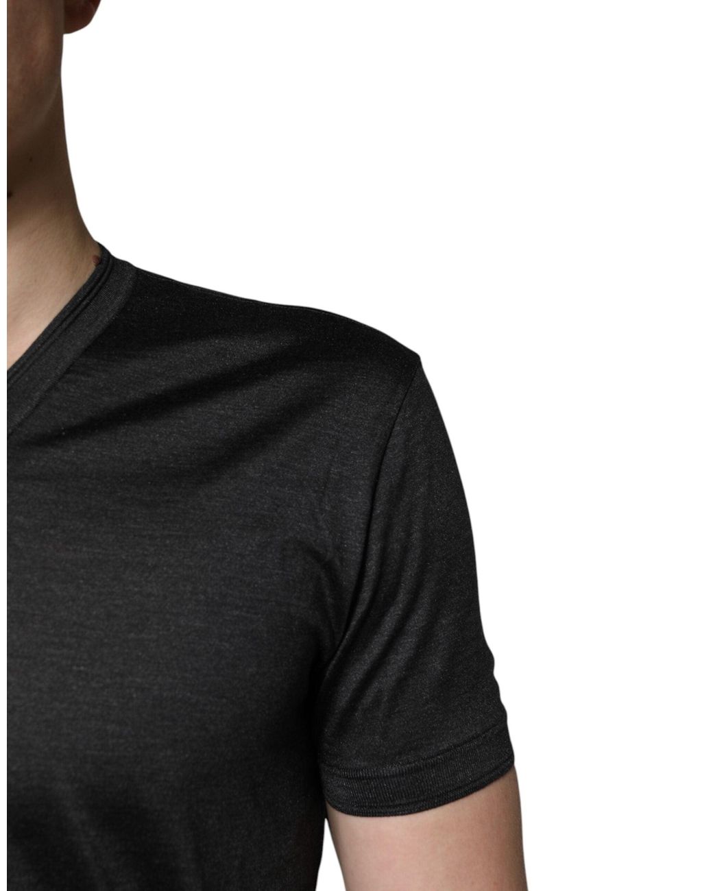Dolce & Gabbana Black Vneck Short Sleeve Tshirt for men