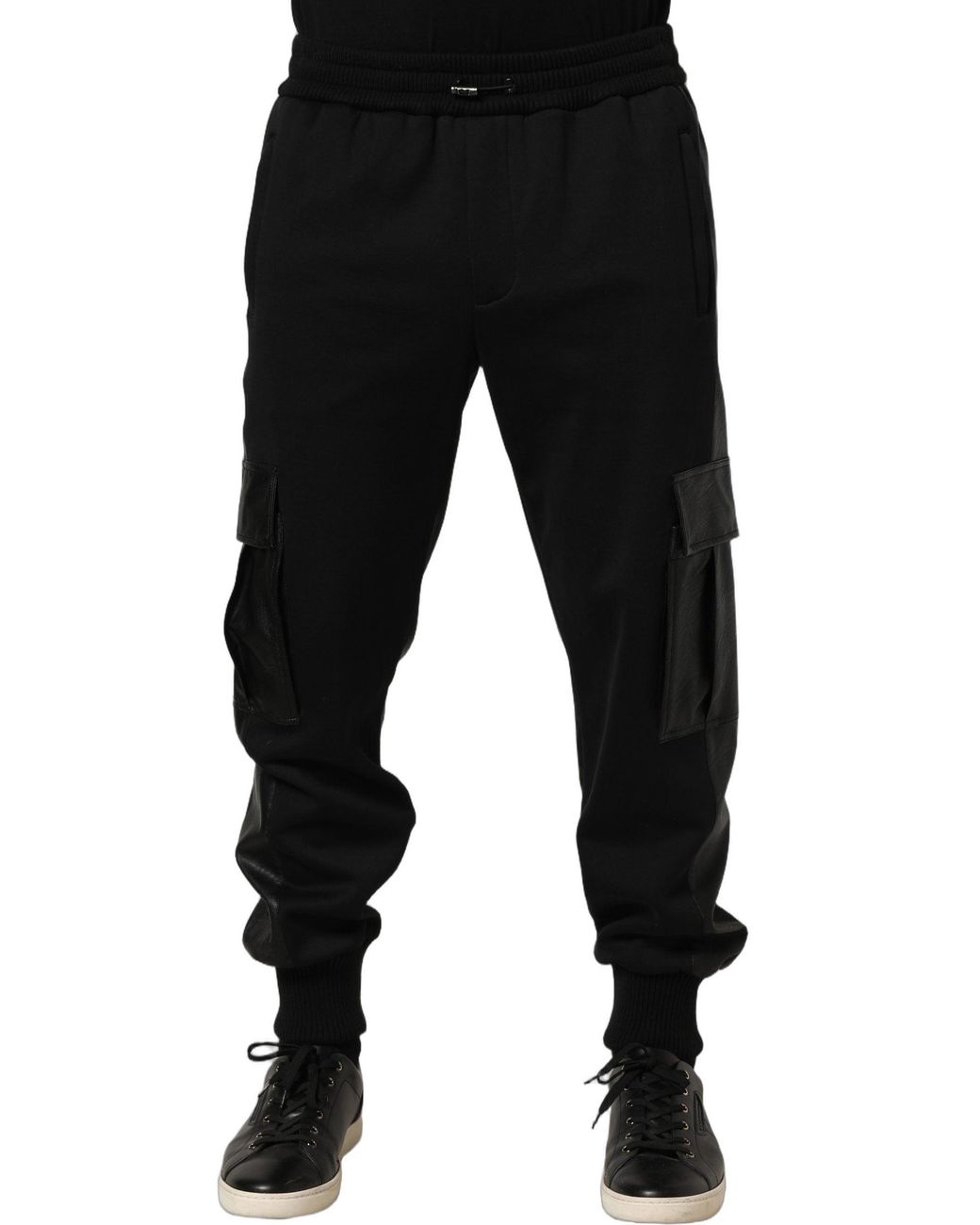 Dolce & Gabbana Black Mid Waist Cargo Jogger Sweatpants Pants for men