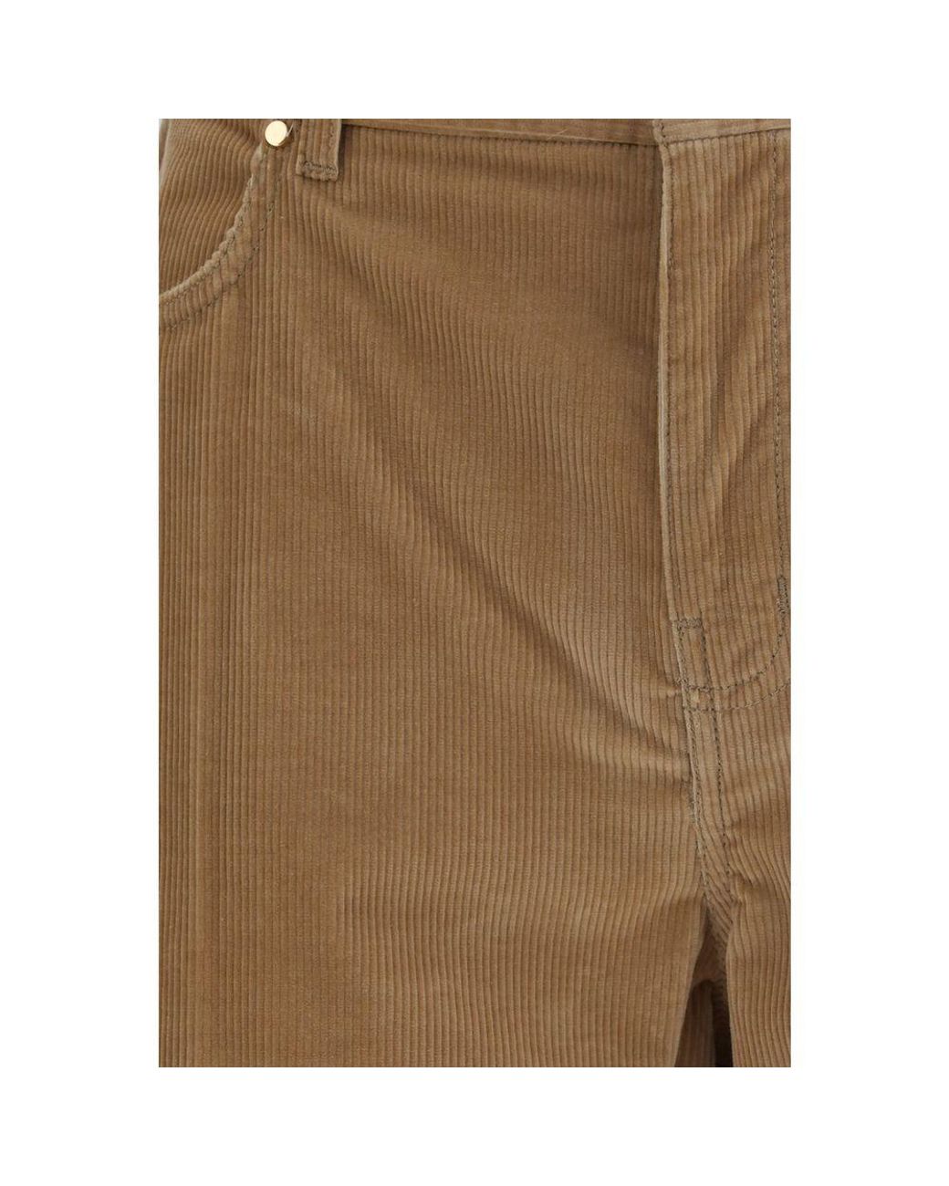 Max Mara Natural Brown Cotton Casual Pants