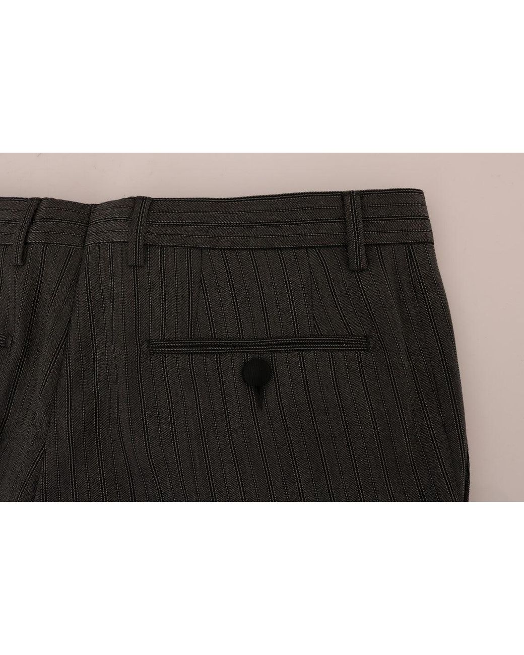Dolce & Gabbana Black Wool Striped Formal Pants for men