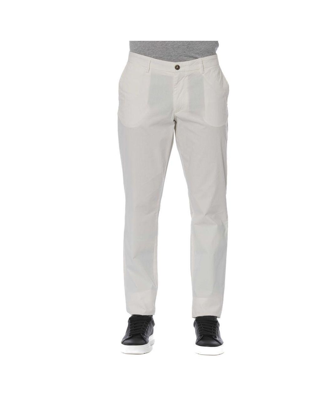 Trussardi Gray Chic Cotton Blend Trousers for men