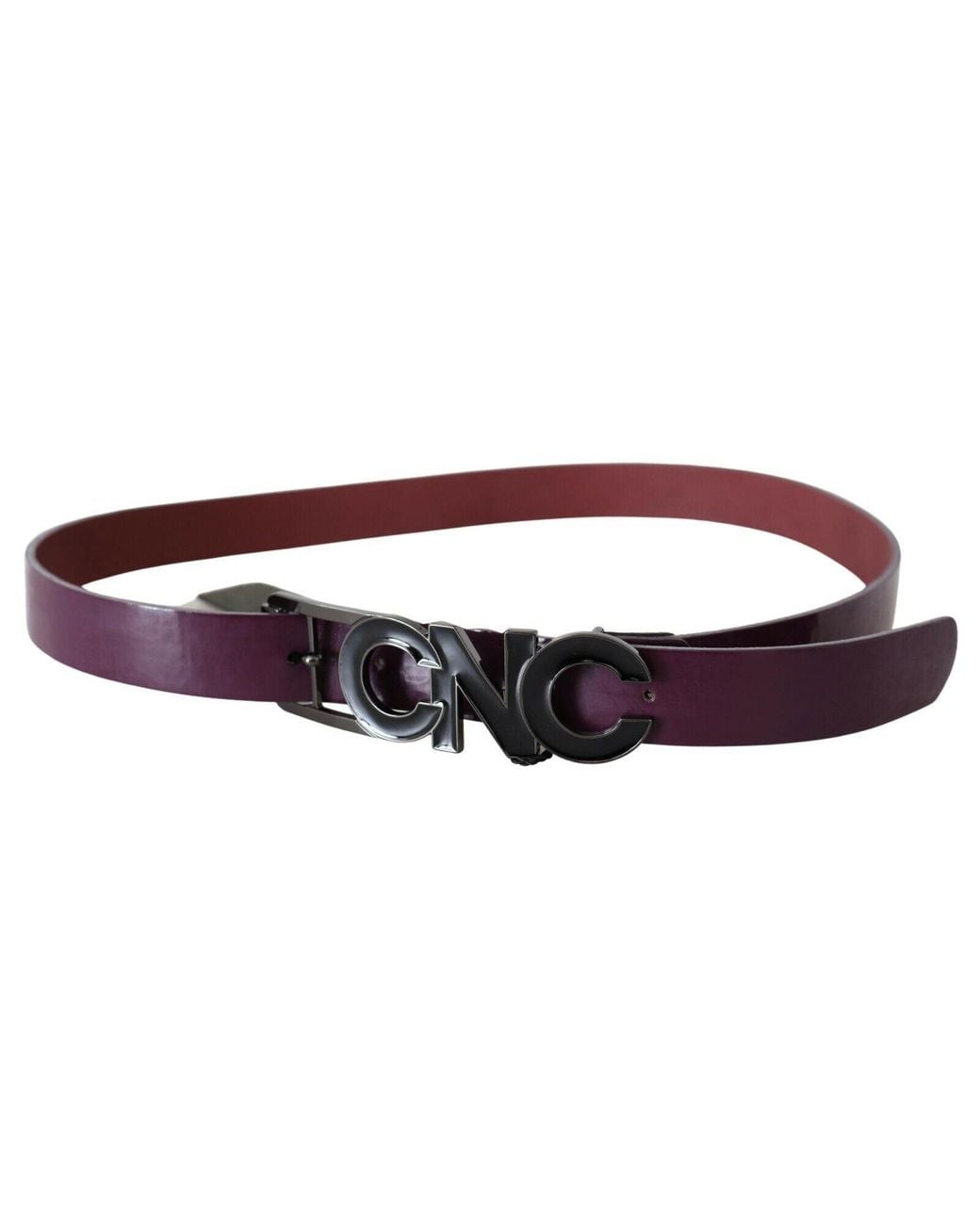 CoSTUME NATIONAL Black Brown Leather Large Logo Letter Buckle Belt