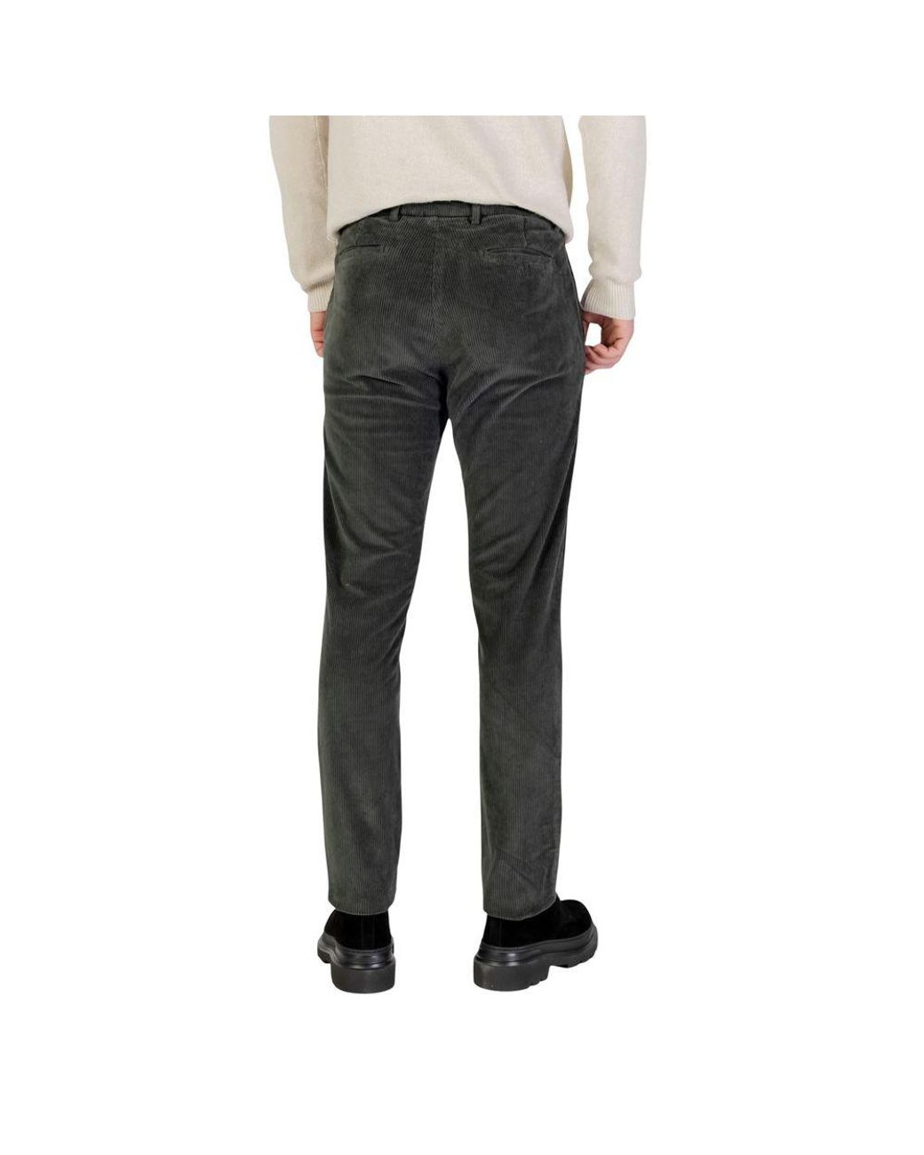 Borghese Black Green Cotton Casual Pants for men