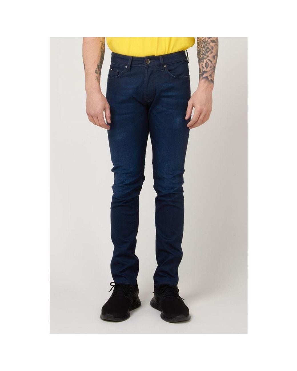 Gas Blue Cotton Slim Fit Jeans for men