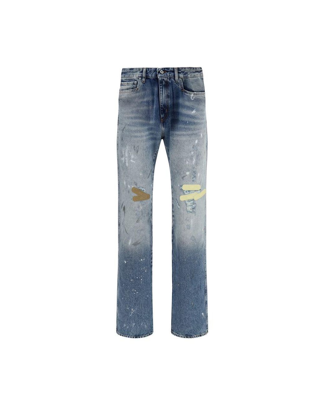 PDF CHANNEL Blue Cotton Straight-Leg Jeans for men