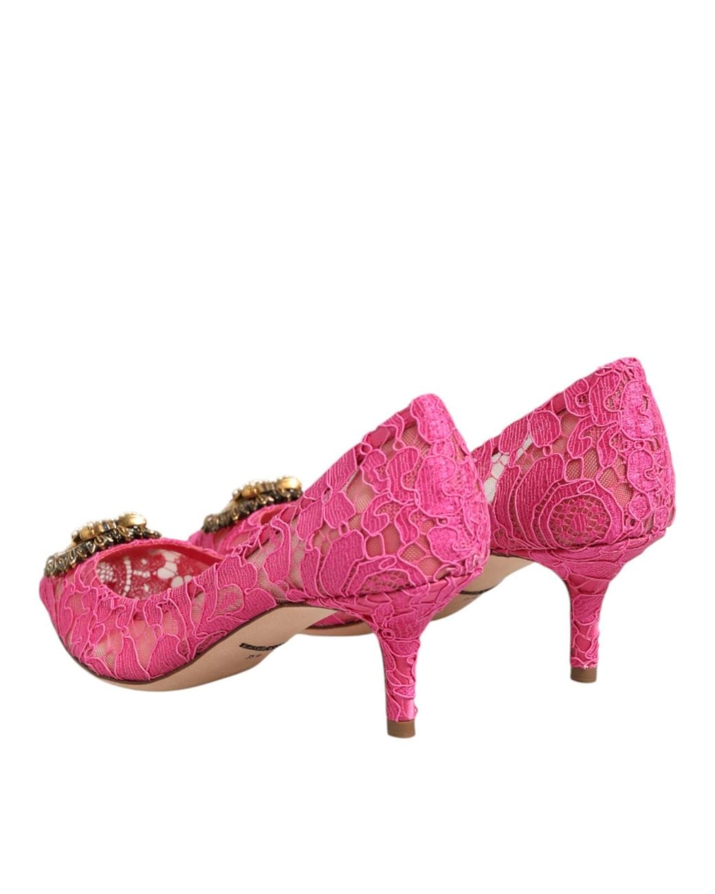 Dolce & Gabbana Pink Taormina Lace Devotion Pumps Shoes Co+Pa+Se+Vi