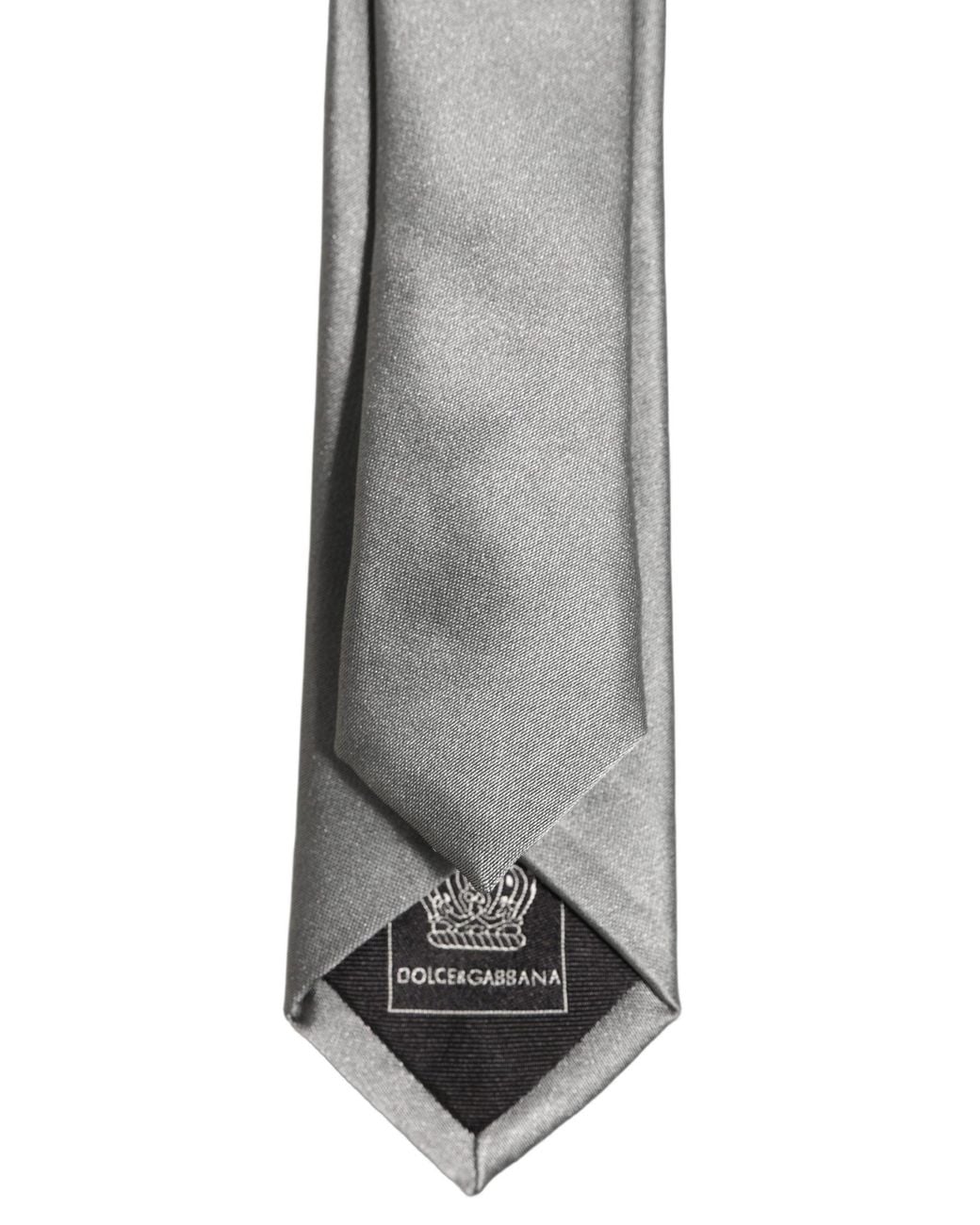 Dolce & Gabbana Gray Satin Silk Adjustable Tied Necktie Tie for men