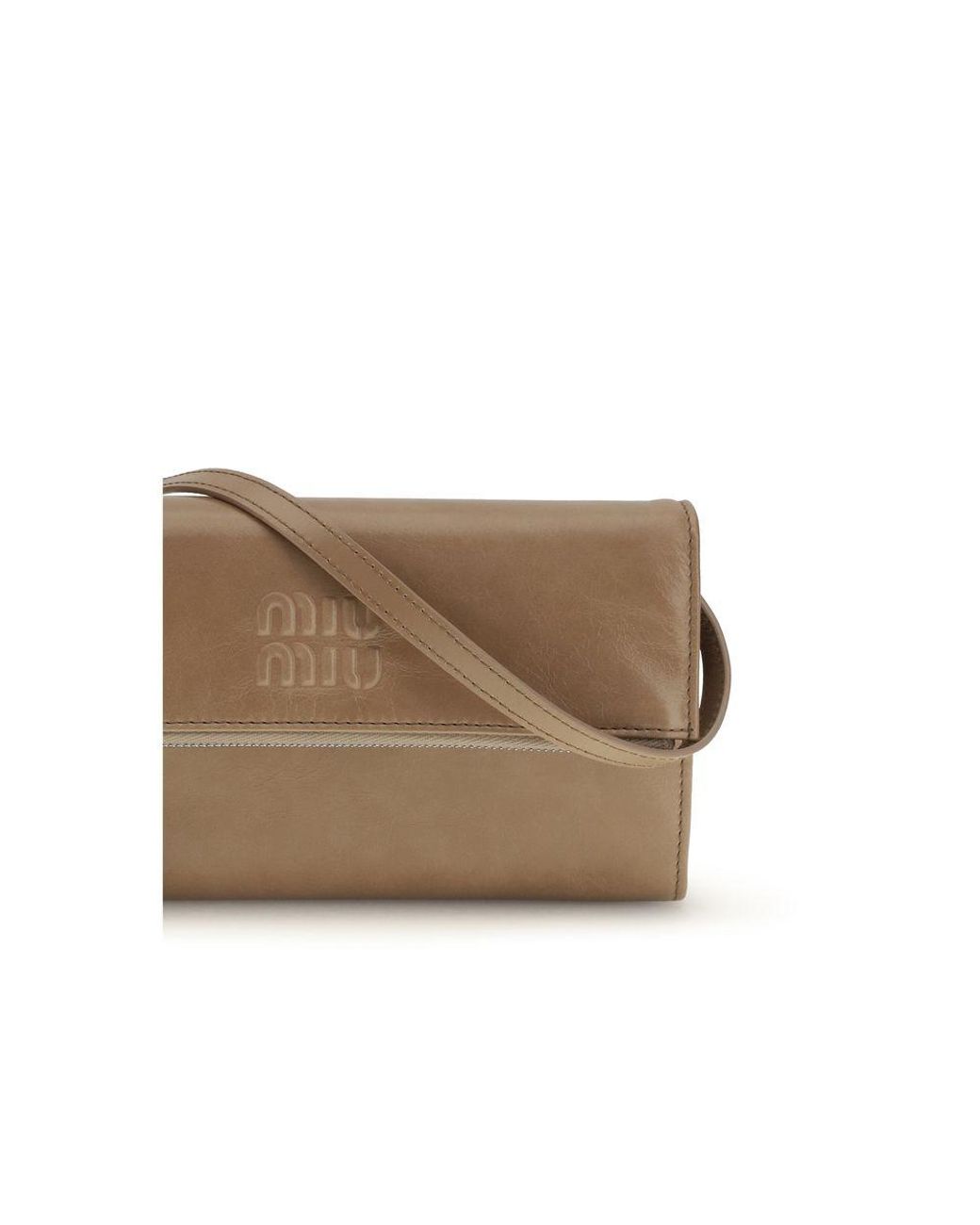 Miu Miu Natural Beige Calf Leather Bos Taurus Clutch Bag