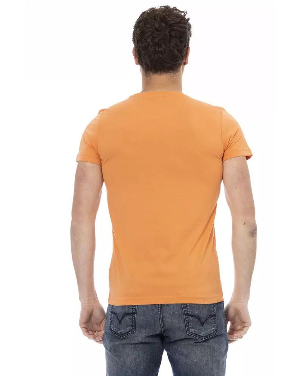 TRUSSARDI ACTION Blue Orange Cotton Men T for men