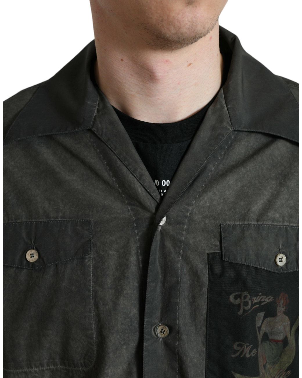 Dolce & Gabbana Black Cotton Collared Long Sleeves Shirt for men