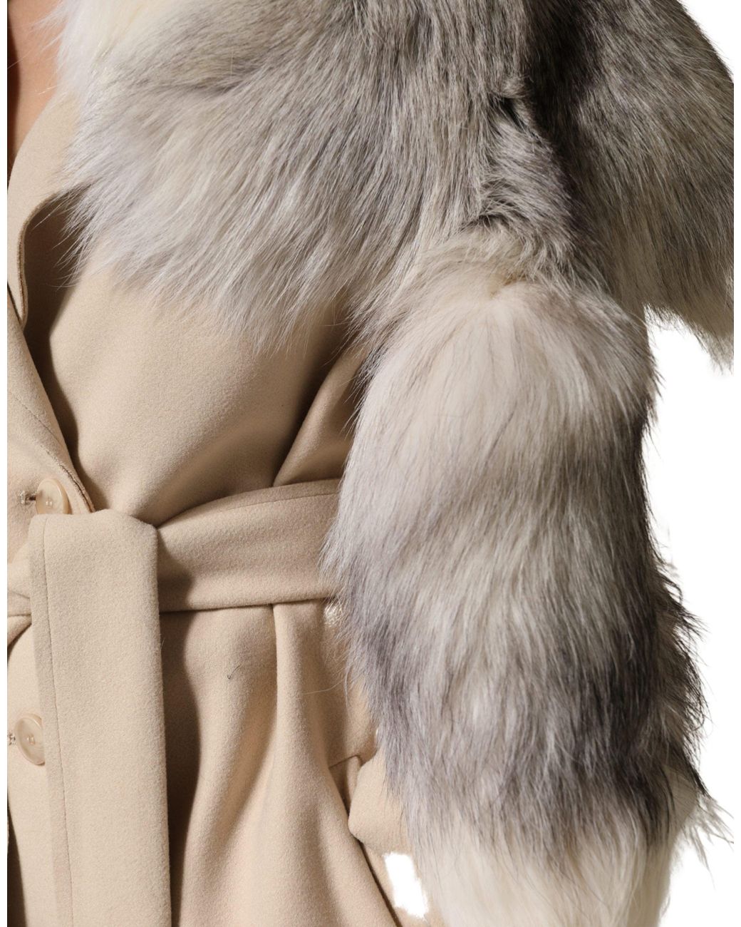 Dolce & Gabbana Gray Fox Fur Neck Wrap Warmer Winter Scarf