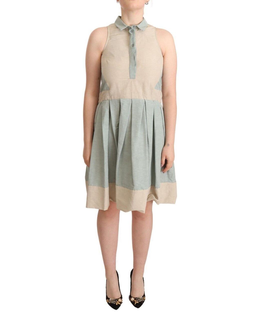 Comeforbreakfast Multicolor Collared Sleeveless Sheath Dress