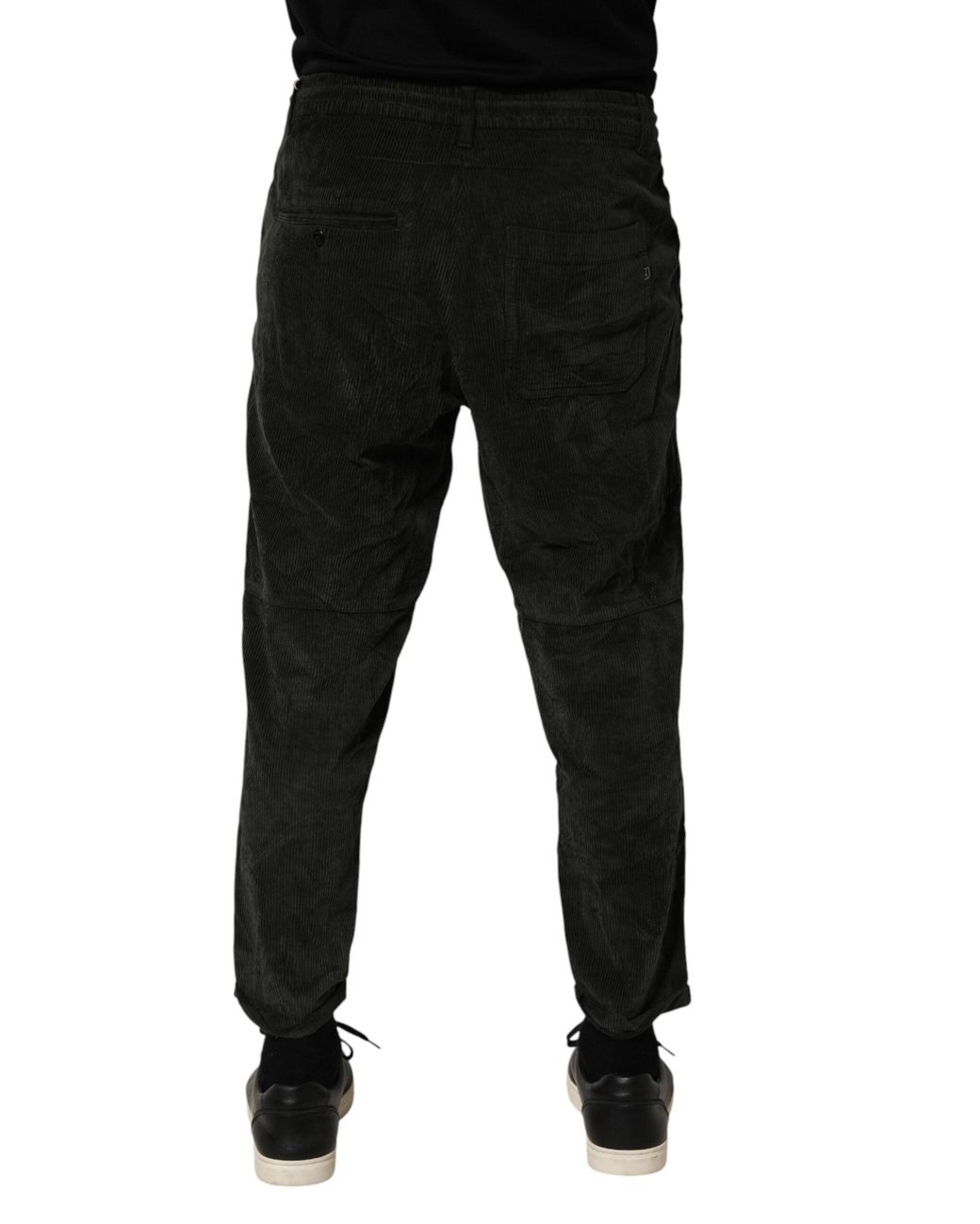 Dondup Black Mid Waist Cropped Corduroy Men Trouser Pants for men