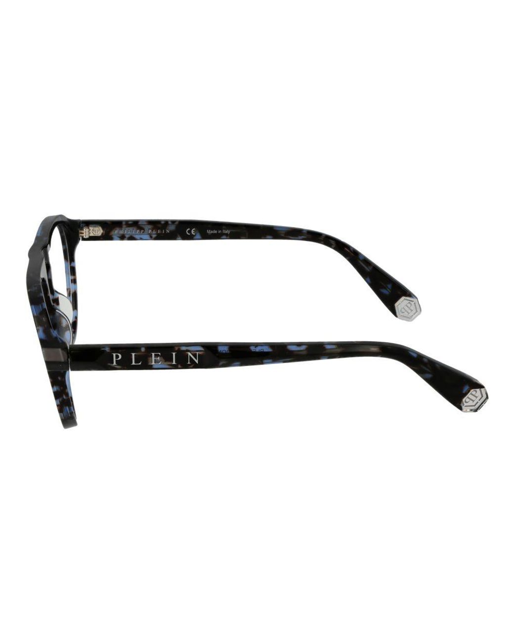 Philipp Plein Black Blue Cellulose Acetate Glasses (frames) for men