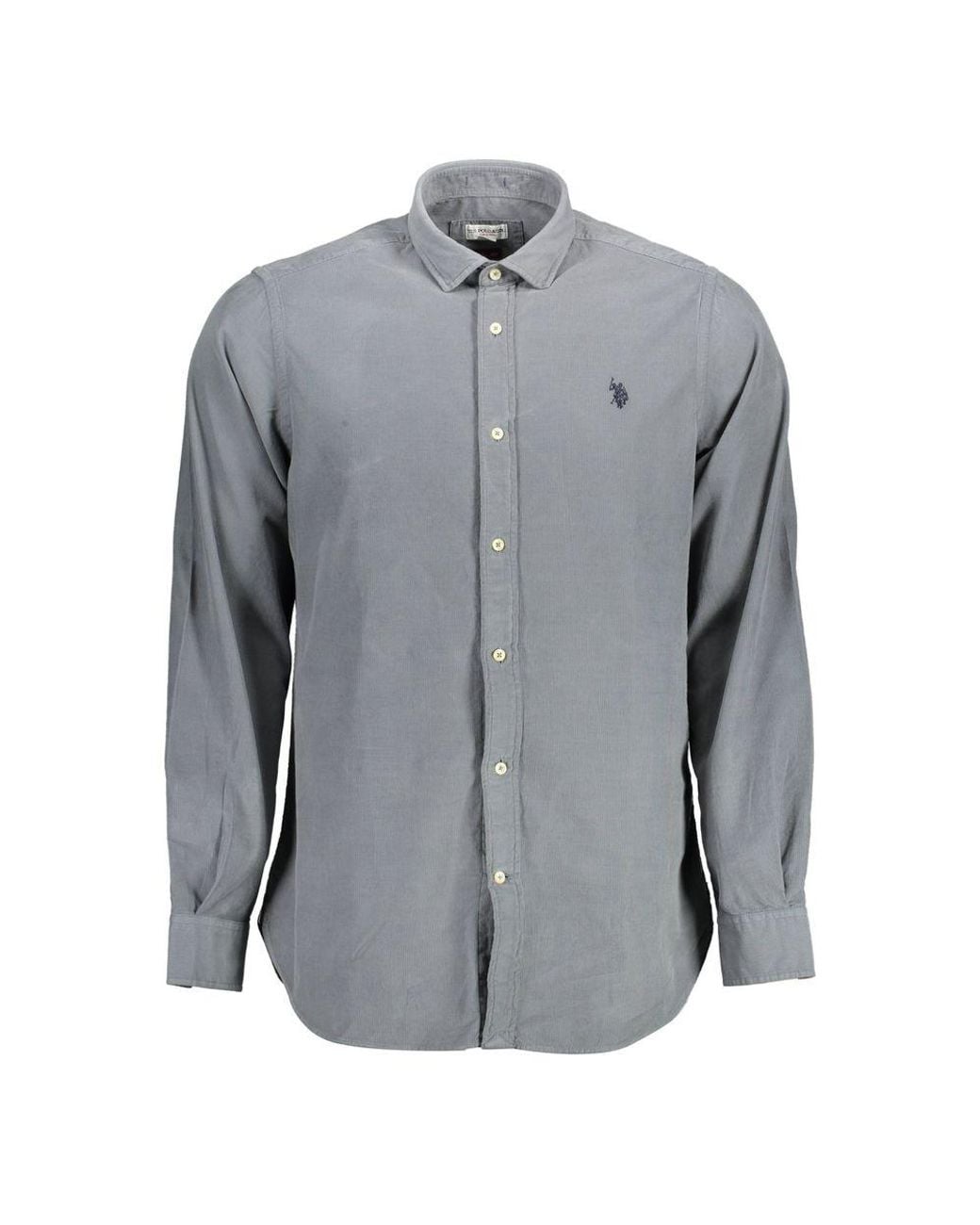 U.S. POLO ASSN. Gray Blue Cotton Men Shirt for men