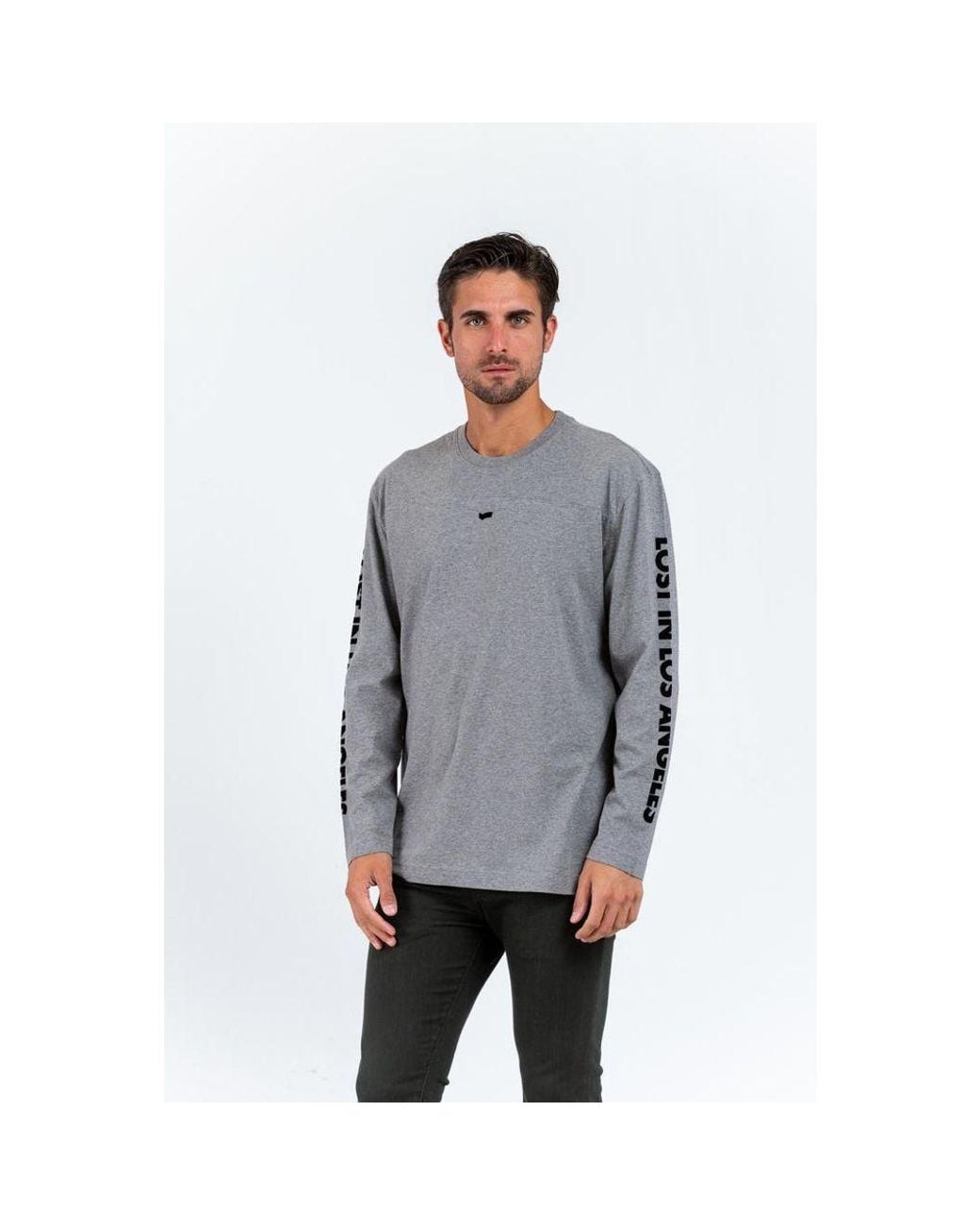Gas Gray Cotton Long Sleeve T for men