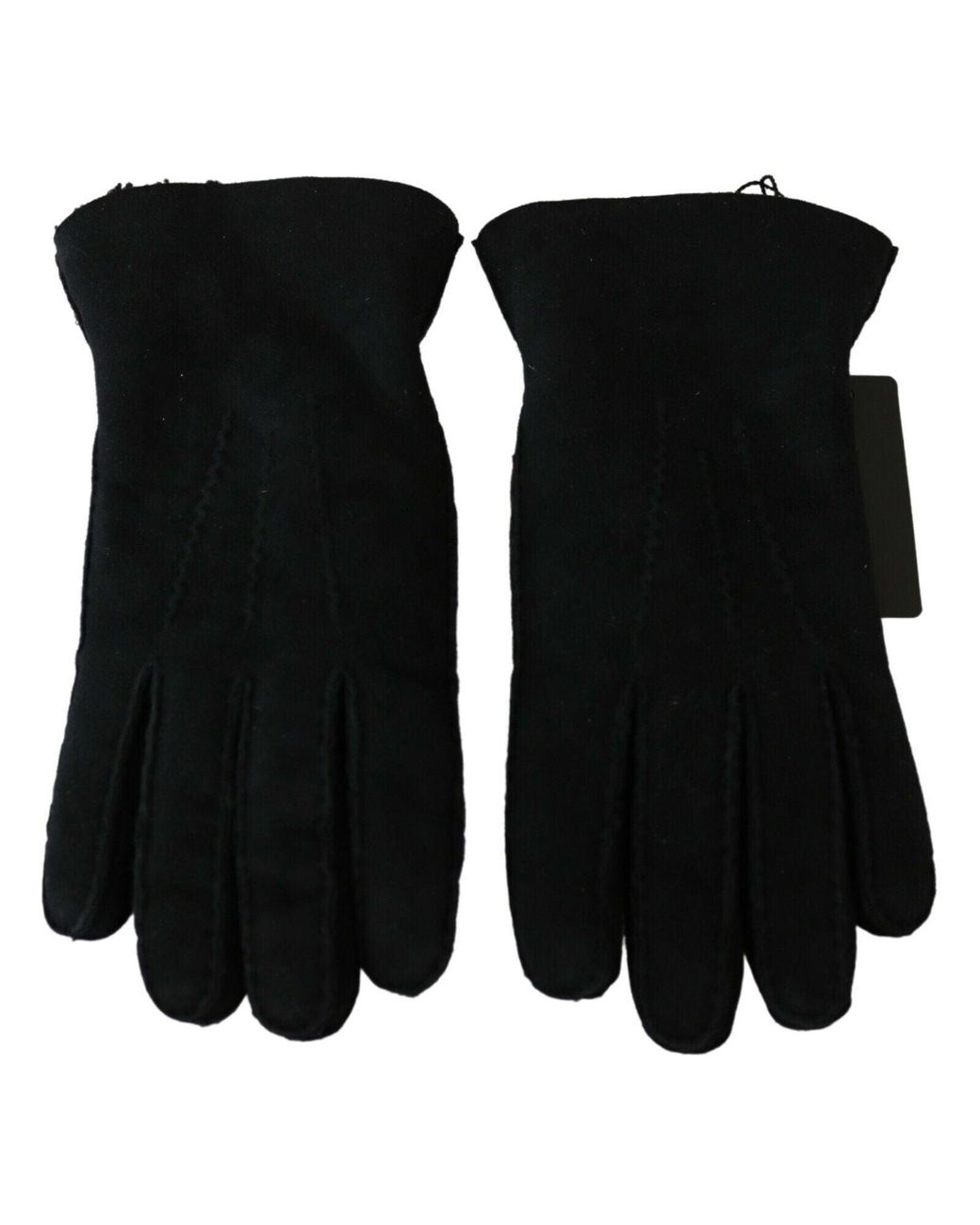 Dolce & Gabbana Black Leather Motorcycle Biker Mitten Gloves