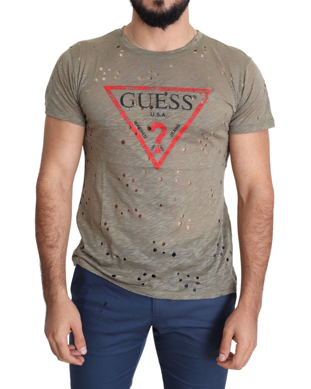 Guess Gray Chic Cotton Stretch Tee for men