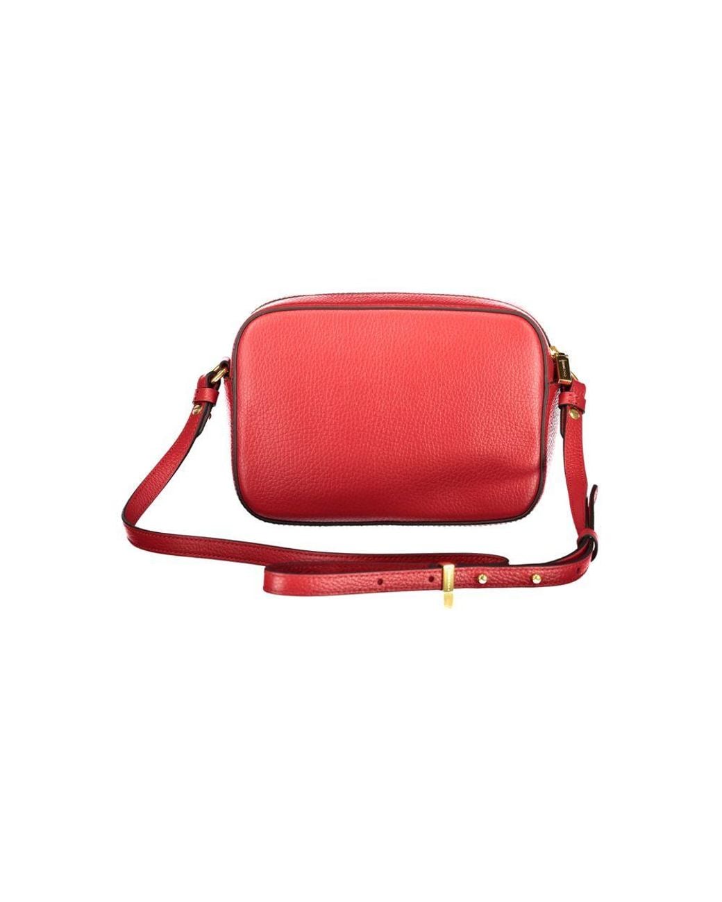Coccinelle Red Leather Bag With Adjustable Strap And Pockets