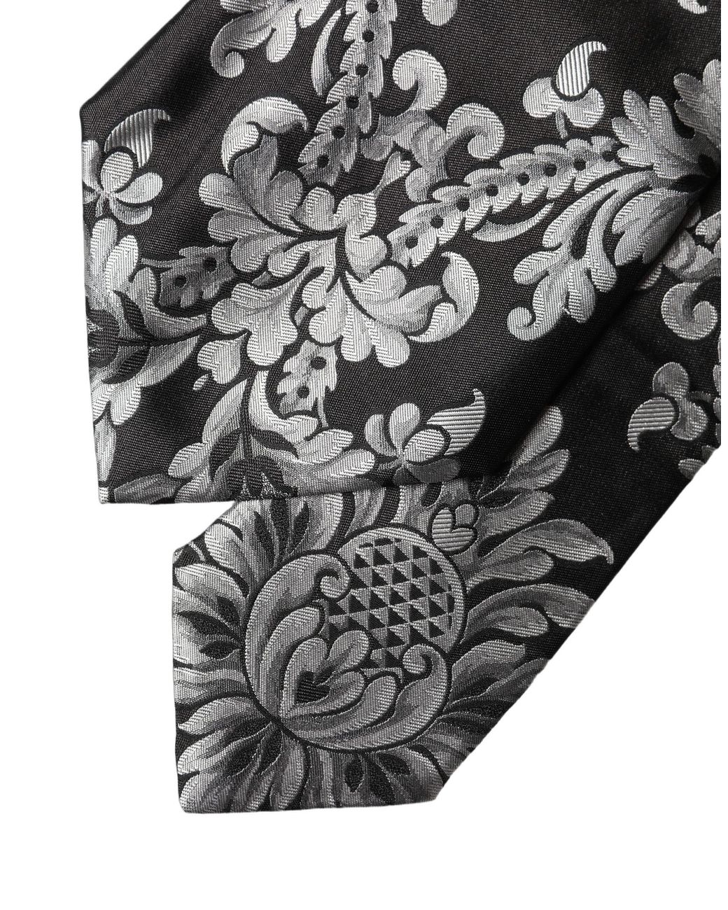 Dolce & Gabbana Black Floral Silk Adjustable Neckwomen's Tie