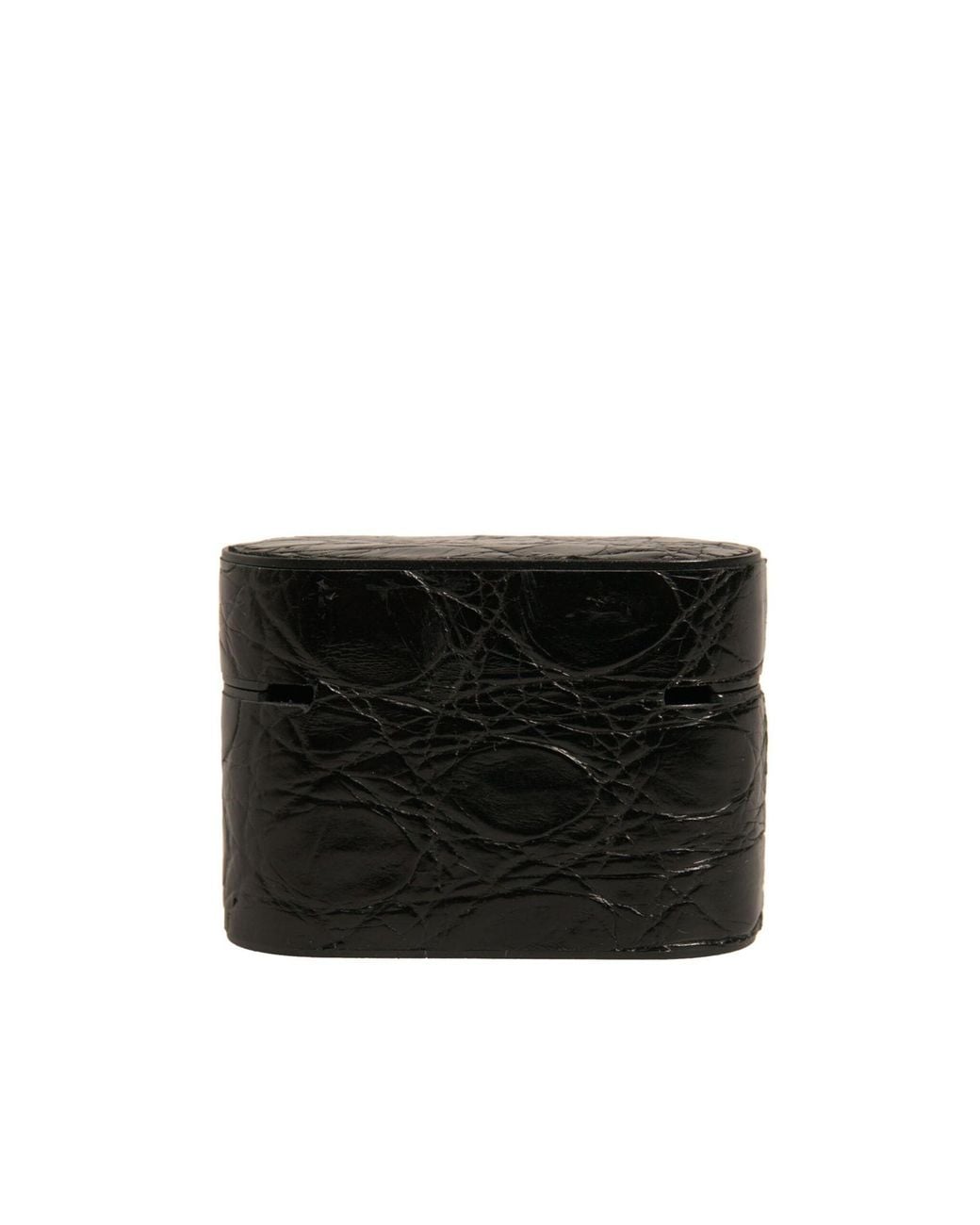 Dolce & Gabbana Black Leather Metal Logo Plaque Holder Airpods Case