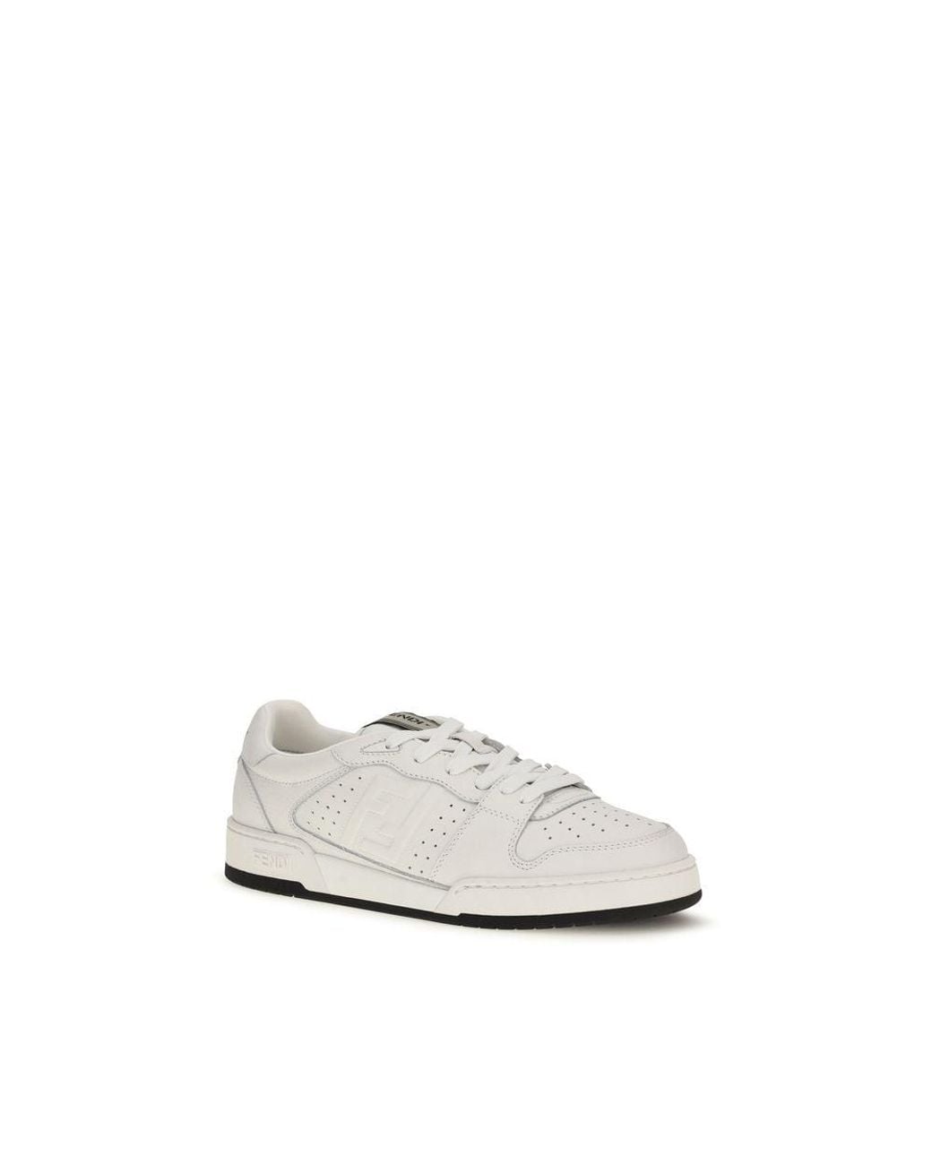 Fendi White Calf Leather Bos Taurus Athletic Sneakers for men